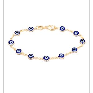Gold & Royal BLUE Crystal Evil Eye Ankle Bracelet